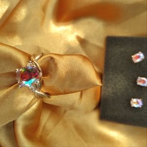 Mystic Pink SS 925 Ring & Earring set